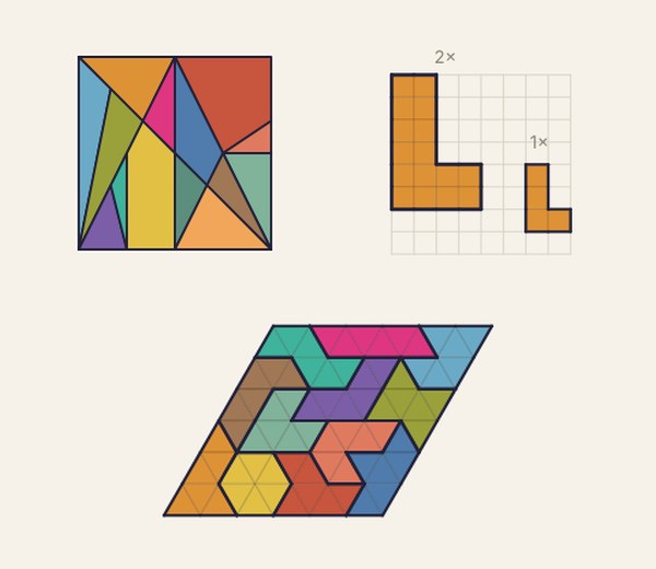 Tiling puzzles through history: pentominoes, polyiamonds and a scaled Jigsy piece